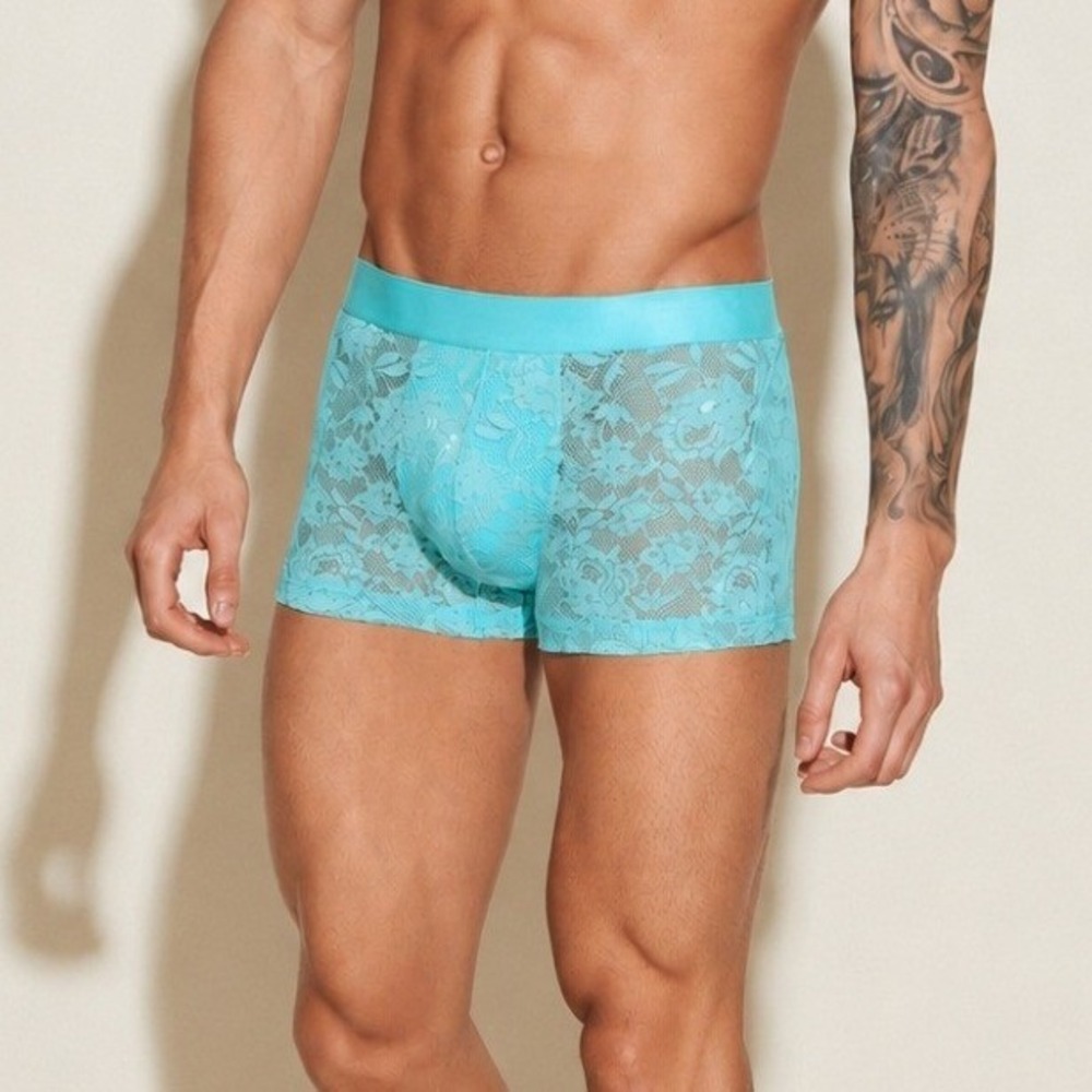 Cosabella Luxury Italian Men's Lace Trunks Designer Underwear Constance Blue